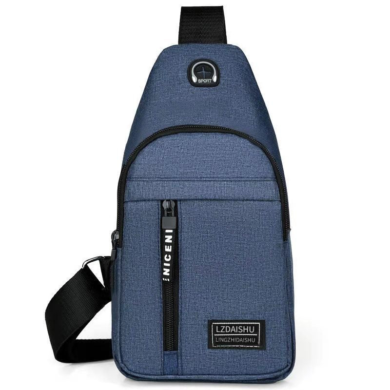 Mochila de Lona Estilosa de Um Ombro Só - Tecido Oxford Resistente à Água, Design Esportivo Casual, Bolsa de Peito, Alça de Ombro Ajustável