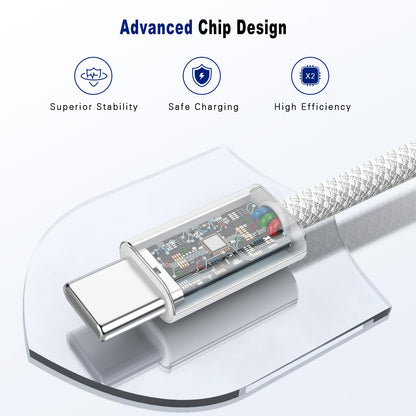 Cabo de carregamento rápido tipo C para tipo C PD 60W 1m 2m para celular Iphone15 16 17 Samsung Huawei USB C para C Cabo de carregador