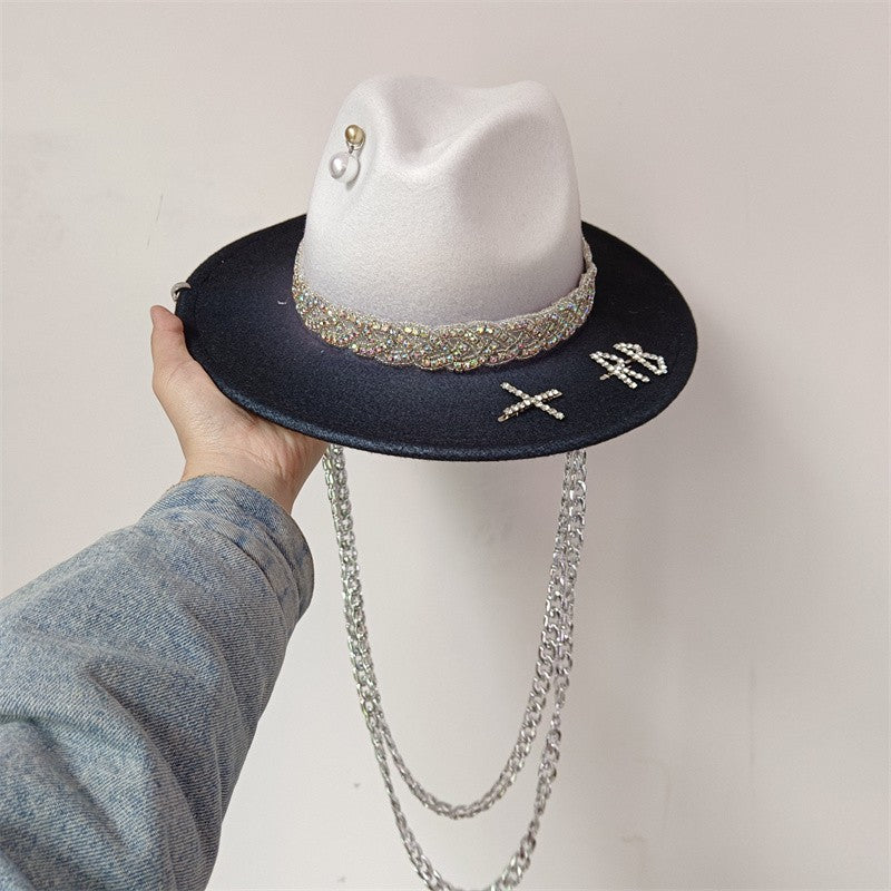 Vários chapéus DIY Chapéu Fedora com novos acessórios de corrente dourada, chapéu de inverno jazz hip-hop, chapéu de viagem, chapéu estilo punk, chapéu de igreja ????? ???????
