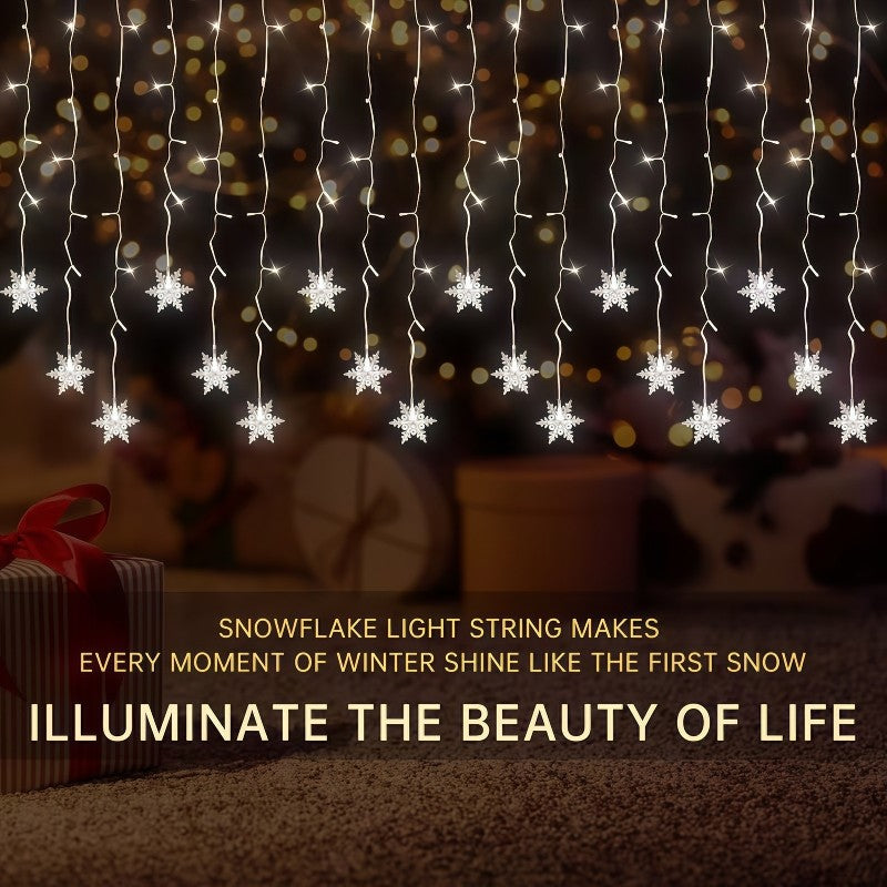 Solar Ice Strip Snowflake String Light Christmas Tree Decoration Light Winter Festival Light for Christmas Halloween Decor