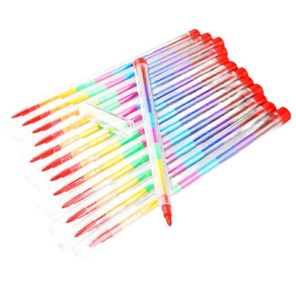 12/24Pcs Set Stackable Colorful Painting Graffiti Crayons Kids Party Supplies Birthday Gifts Kindergarten School Teacher Prizes