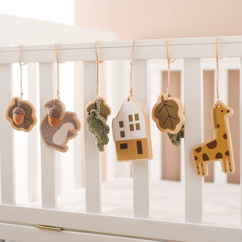 Móbile de Berço de Madeira, Chocalho e Mordedor, Brinquedos Sensoriais para Bebês, Brinquedos de Atividades para Carrinhos, Presentes para Ginásios de Bebês Recém-Nascidos