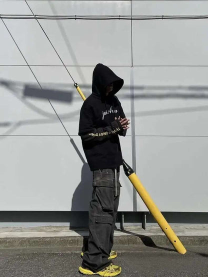 PFNW High Street Drawstring Zipper Sliced Wide Leg Cargo Pants Msn's Casual Loose Straight Trousers Loose Denim Pants 28W5963