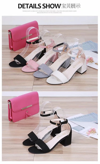 Heeled Sandals Women 2024 Elegant Woman Shoes with Low Heels Luxury Designer Block Heel Sexy Best Selling Products