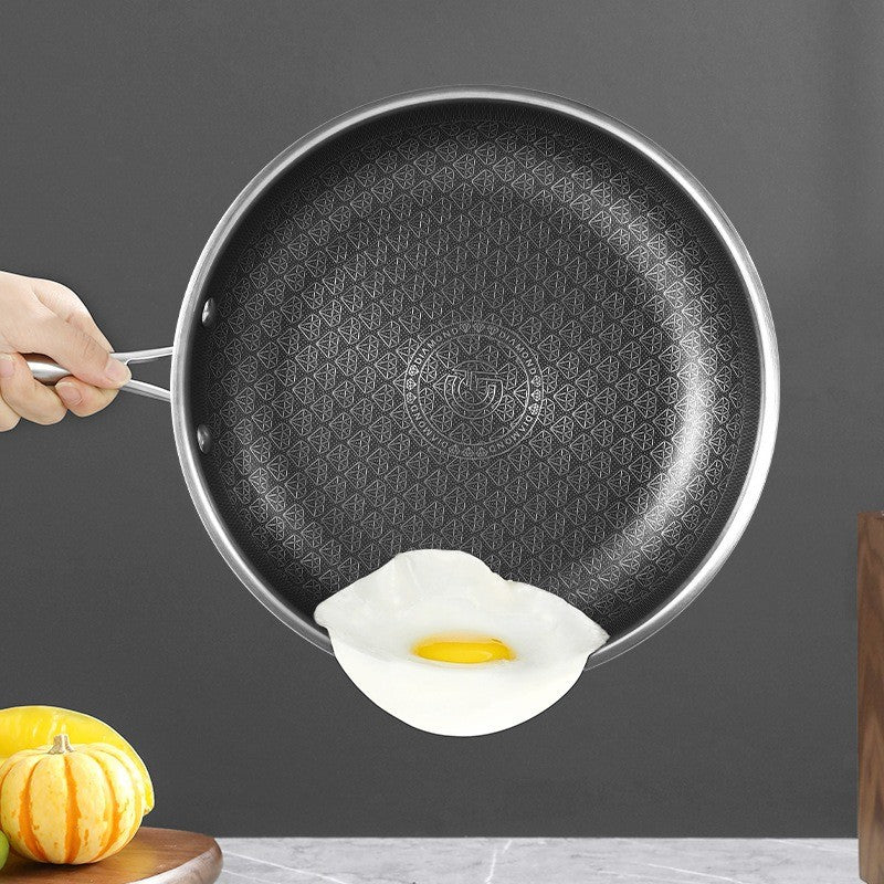 Panela de Fritura Antiaderente Giyoca Honeycomb Wok Não Revestida Aço Inoxidável 316 Utensílios de Cozinha Domésticos Multifuncionais Universais para Fogões
