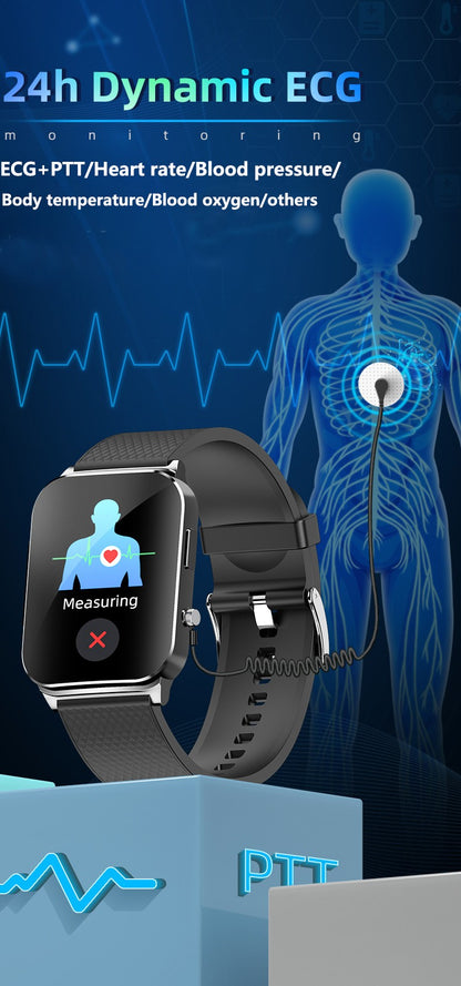 Smartwatch Inteligente 2025 NFC ECG Bomba de Ar Pressão Arterial Oxigênio no Sangue ECG+PPG Chamada Bluetooth NFC Para Homens e Mulheres Airbag