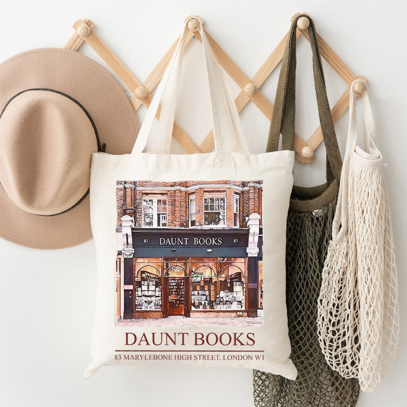 Daunt Books Tote Bag Shakespeare and Company Totes Canvas Shoulder Bag Aesthetics Shopping Bag Handbags Library Bag Back To Gift