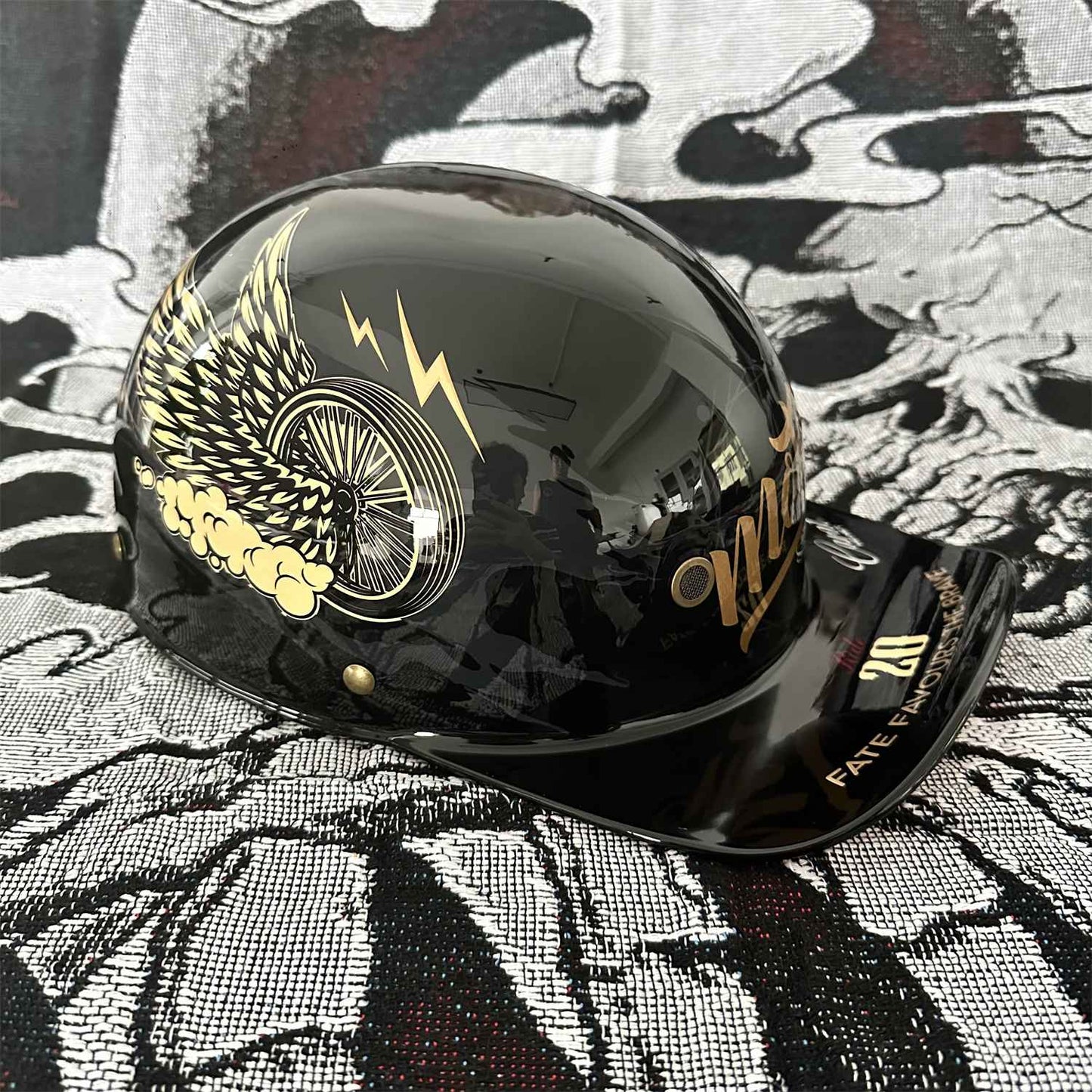 Capacete de beisebol Moto Retro Capacete de motocicleta Capacete de scooter Masculino e feminino Capacete de meio capacete de moda ao ar livre