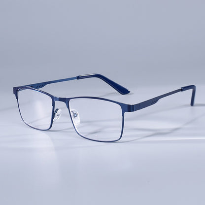 Homens Quadrados Metal Armação Grande Leitura Dobradiça de Mola Óculos de Presbiopia Bloqueio de Luz Azul Proteção Ocular Óculos +75+125+175+4
