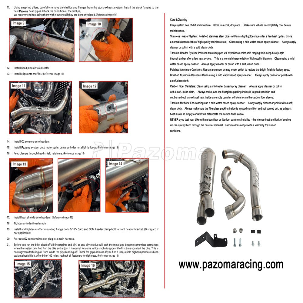 Pazoma 2-in-1 Exhaust Muffler Motorcycle Stepped Exhausts System For Harley Dyna Low Rider Street Fat Bob Super Wide Glide 06-17