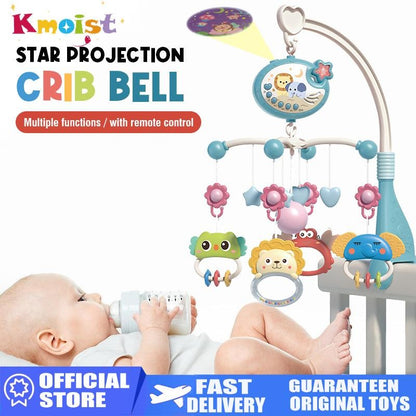Baby Musical Crib Mobile And Rattle Remote Control Function 360 Rotating Mobile Baby Toys With Projection Hanging Bell Toy Gifts