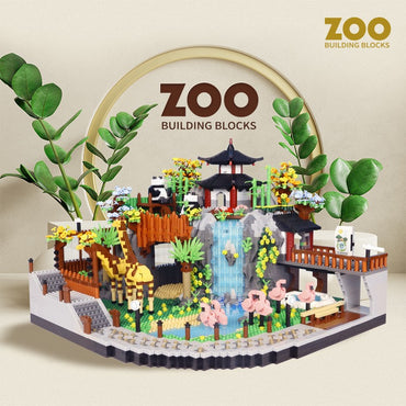 5000 PEÇAS Blocos de Construção Jardim Zoológico Cidade Girafa Panda Parque Zoológico Rua Vista Montar Micro Tijolos Brinquedos Presentes Crianças