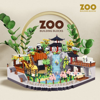 5000 PEÇAS Blocos de Construção Jardim Zoológico Cidade Girafa Panda Parque Zoológico Rua Vista Montar Micro Tijolos Brinquedos Presentes Crianças