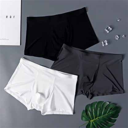 3PCS High Quality Men's Ice Silk Underwear Summer Thin Breathable Seamless Panties Sexy Male Underpants Plus Size