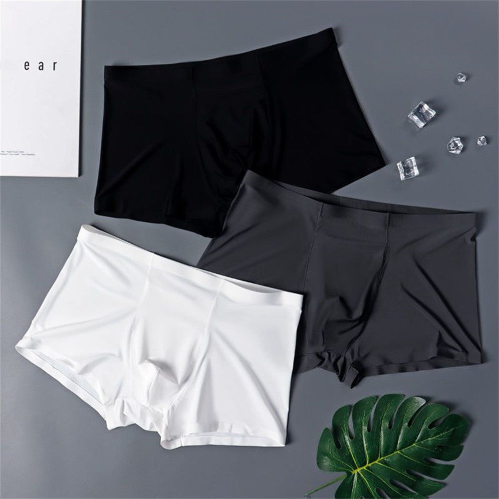 3PCS High Quality Men's Ice Silk Underwear Summer Thin Breathable Seamless Panties Sexy Male Underpants Plus Size