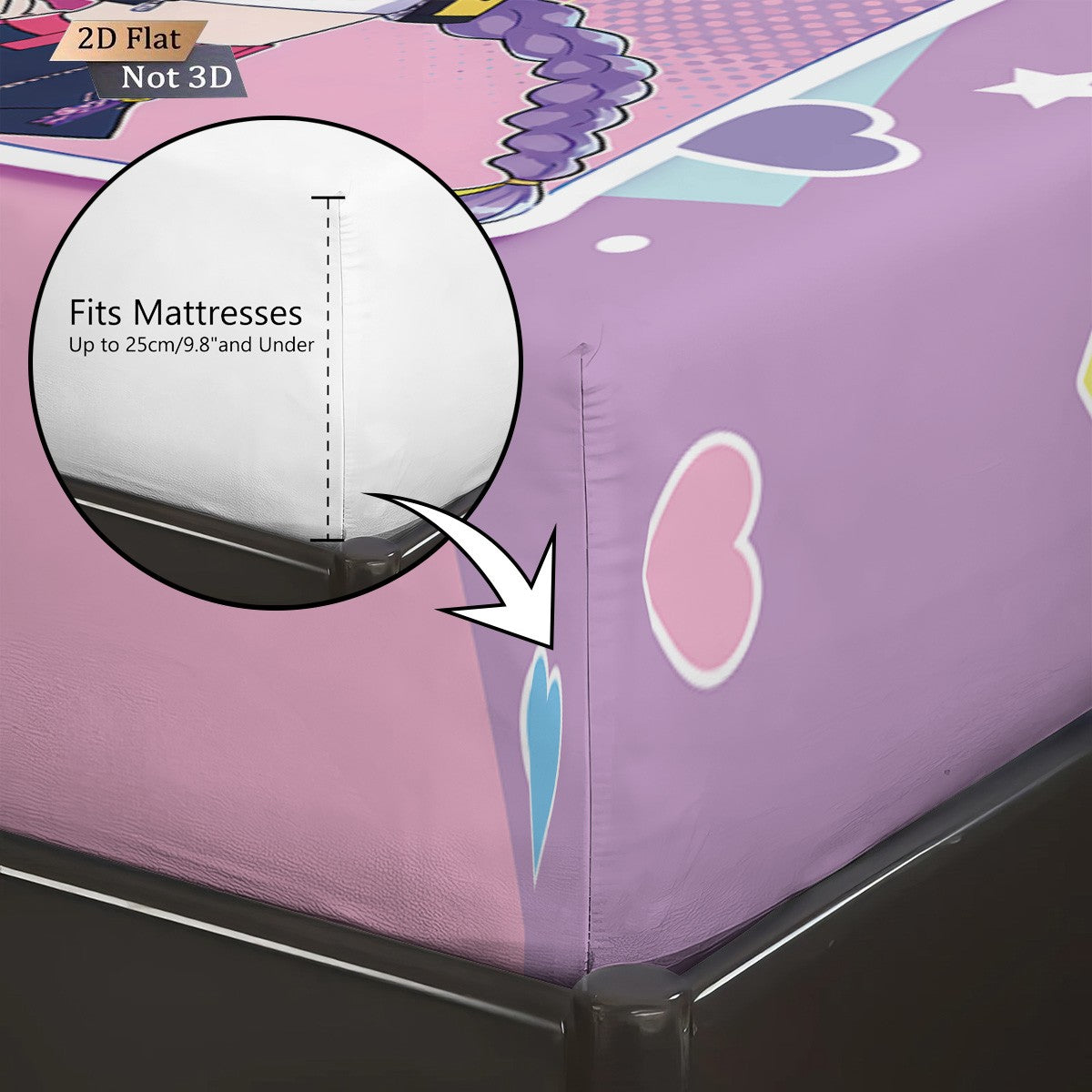 3 Peças K-Pop Caça-Demônios Estampa Lençol Sem Elástico Conjunto de Lençol Multi Tamanho Capa de Cama Macia Decoração de Quarto Lavável à Máquina