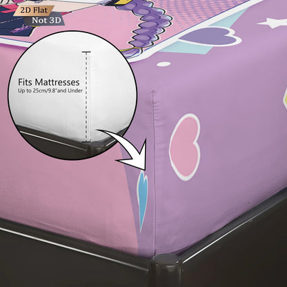 3 Peças K-Pop Caça-Demônios Estampa Lençol Sem Elástico Conjunto de Lençol Multi Tamanho Capa de Cama Macia Decoração de Quarto Lavável à Máquina