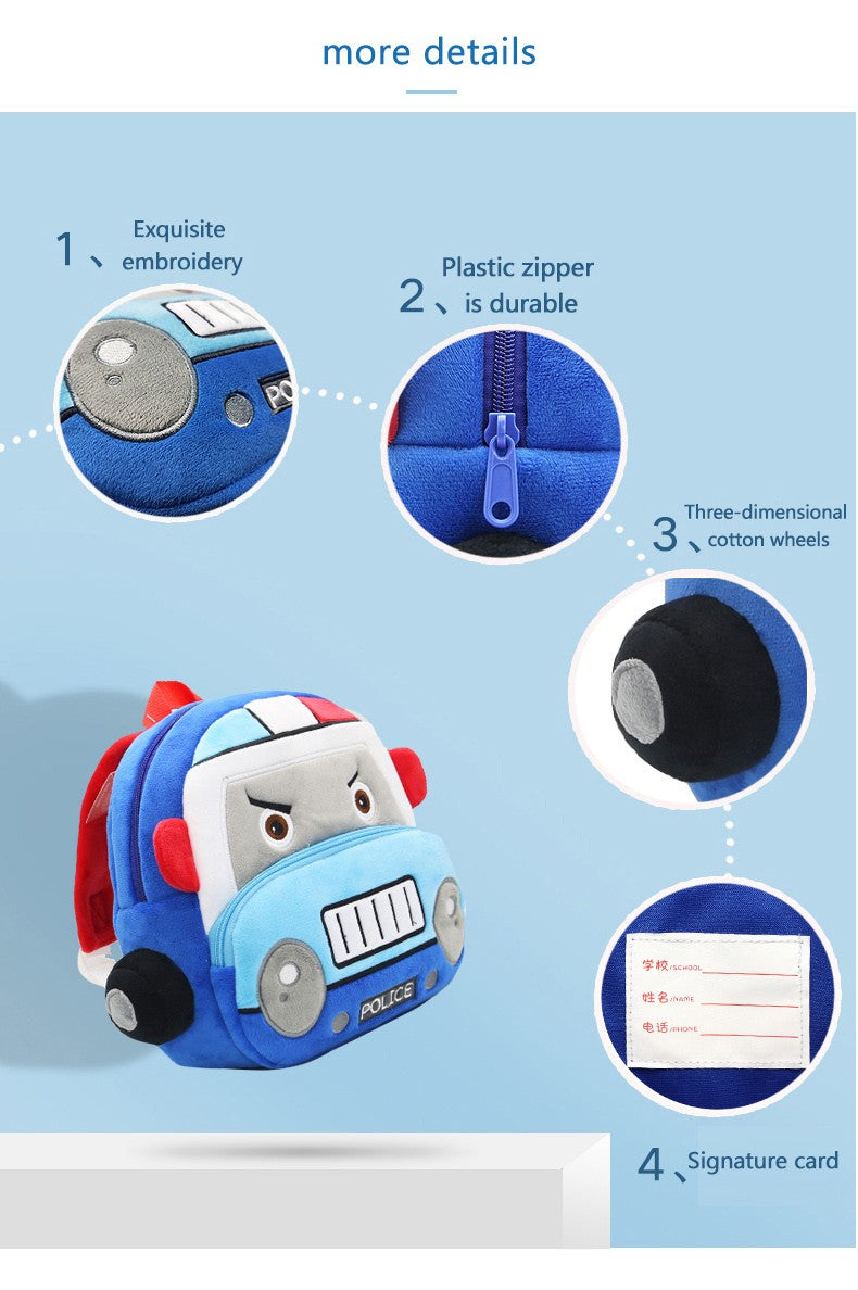 Mochila de carro estéreo de desenho animado para meninos e meninas de 2 a 4 anos, mochila escolar de jardim de infância, mochila de pelúcia infantil