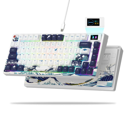 Teclado Mecânico Womier SK80 Gasket Mounted, Teclado Gamer de 81 Teclas 75% com Hot Swap RGB e Tela Inteligente para PC