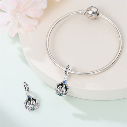 Pingente de Prata Esterlina 925 Nossa Senhora e Menino Jesus Presépio Clássico para Pulseiras de Berloques Originais Joias Femininas Presente DIY
