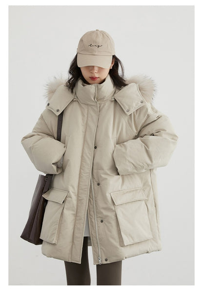 CHIC VEN Women Down Coats Solid Outdoor Loose Casual Down Jacket  Thickened Parka Jackets Female Overcoat Autumn Winter 2023