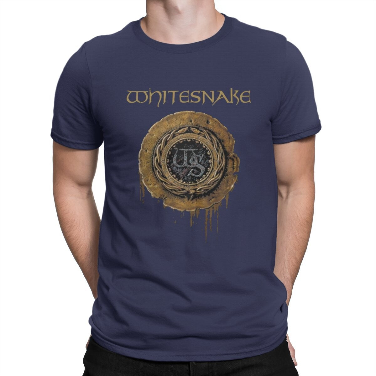 Whitesnake Creative TShirt for Men The Old Logo Round Neck Basic T Shirt Distinctive Birthday Gifts OutdoorWear