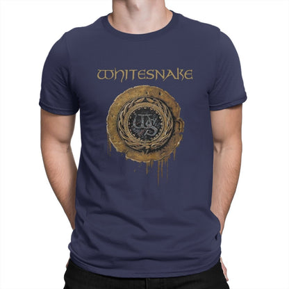 Whitesnake Creative TShirt for Men The Old Logo Round Neck Basic T Shirt Distinctive Birthday Gifts OutdoorWear