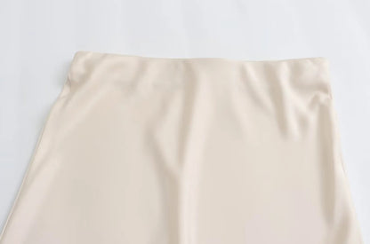 Women 2025 Satin Black Skirt Women High Waist Long Skirts for Women Summer White