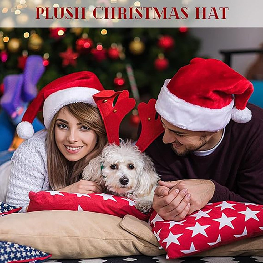 Red Fluffy Christmas Santa Hat Adult Kid Santa Hat Ornaments Xmas Home Birthday Party Near Year Festive Baby Shower Holiday Gift