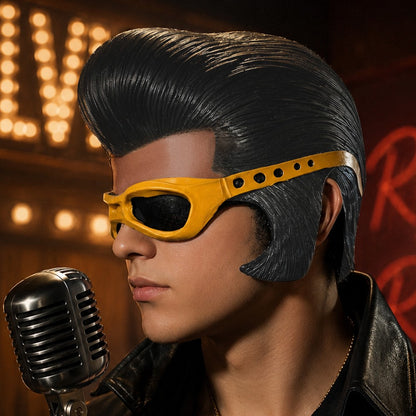 Classic Pompadour Hair Latex Mask Full Head Rock and Roll Performer Costume Mask Halloween Cosplay