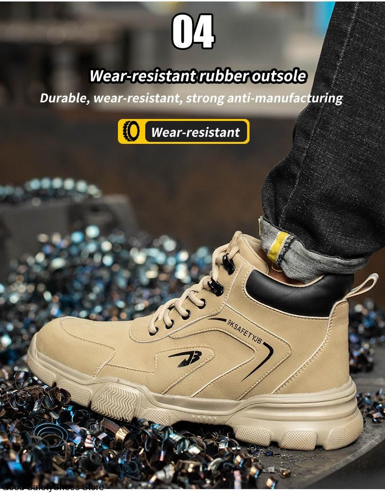 Botas de Segurança Masculinas com Biqueira de Aço Indestrutíveis para Construção Botas de Segurança à Prova de Perfurações Calçados de Trabalho Masculinos Protetores