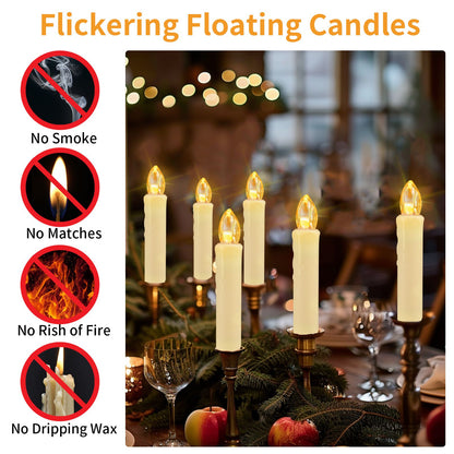 Flameless LED Taper Candles Christmas Tree Electric Candle Lights Mini Taper Clip-On Candles with Remote Timer for Wedding Decor