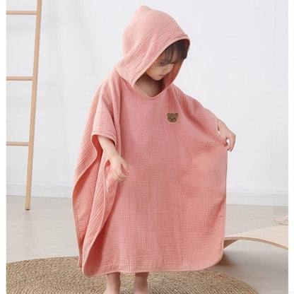 E06F Baby Hooded Bath Towel Ultra-absorbent 4 Layers Soft Cotton Bathrobe Blanket Sleepwear Children Clothing Infant Poncho-