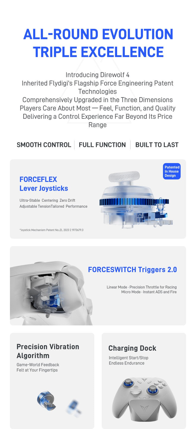 Flydigi Just Launched Direwolf 4 controller gamepad wireless gamepad for pc /Switch/Phone/tablet computer,with charging dock