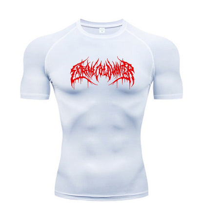 Summer Compression Sweatshirt Short Sleeve Men's Fitness T-Shirt Running Quick-Dry Top Gym Workout Bodybuilding T-Shirt S-3XL