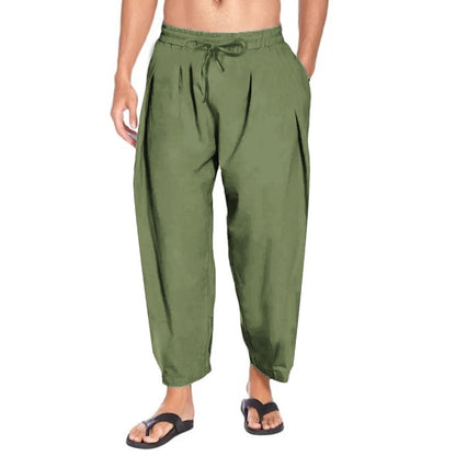 New Harem Linen Pants for Men Streetwear Joggers Mens Solid Color Long Pants Cotton Causal Men Lightweight Trousers