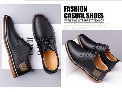 Men's Casual Business Leather Shoes Men Fashion Lace-up Derby Shoe Mens Light Comfortable Outdoor Driving Flats
