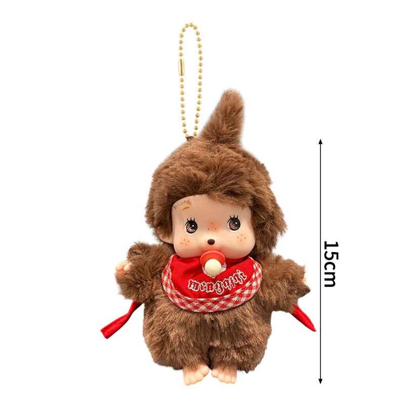Kawaii Monchichi Doll Figure Keychain Furry Chimutan Monchhichi Figurines Hanger Pendant Bags Charm Accessories Small Gift