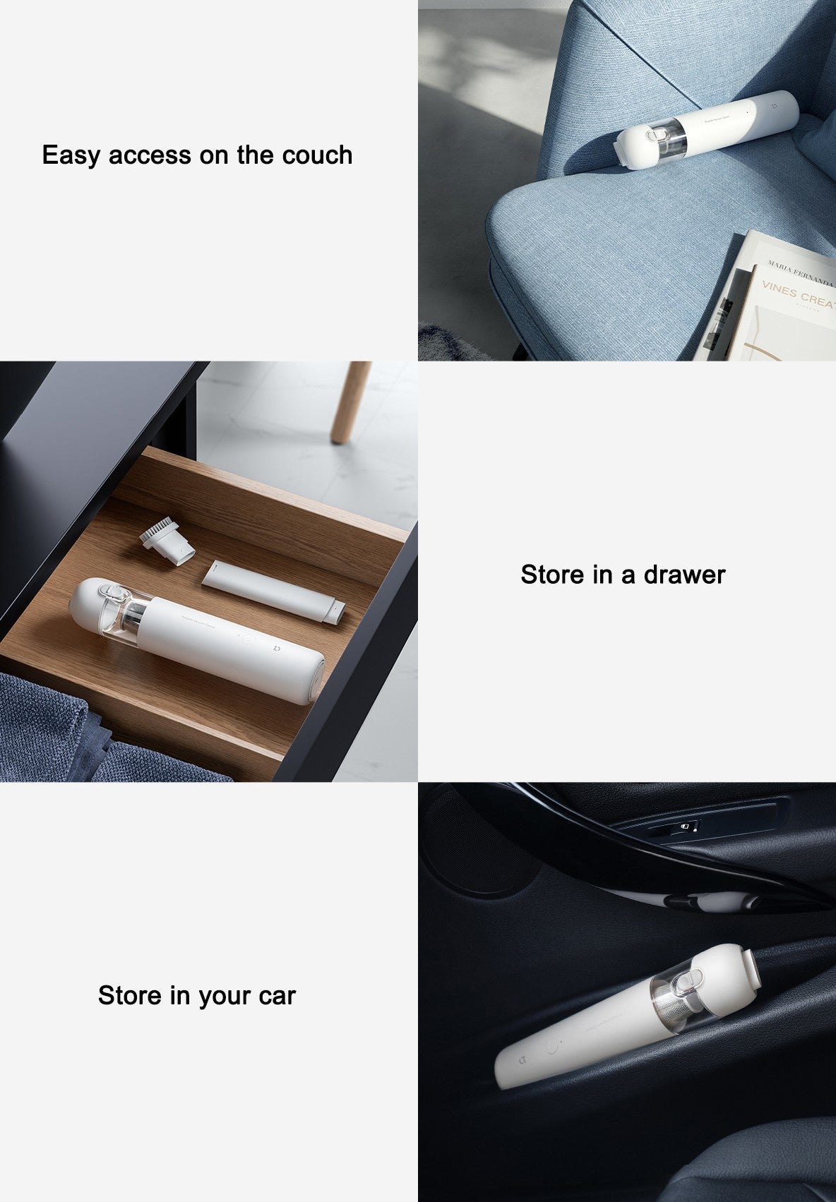 Aspirador de Pó Portátil Sem Fio XIAOMI MIJIA, Sucção de 13KPa, Para Casa Carro, Aspirador de Pó Portátil Sem Fio, Vida útil máxima da bateria 30min