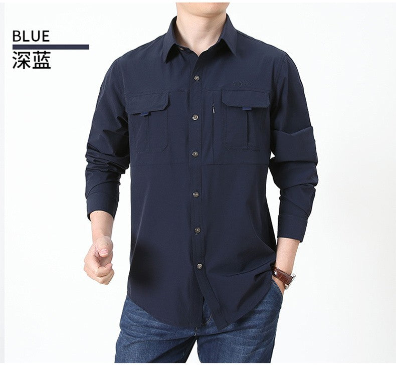 Summer Jacket Upf 50+ Sun Protection Fishing Shirts Men's Quick Dry Long Sleeve Shirts Mesh Breathable Hiking Work Cargo Shirts