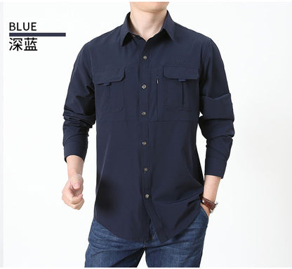 Summer Jacket Upf 50+ Sun Protection Fishing Shirts Men's Quick Dry Long Sleeve Shirts Mesh Breathable Hiking Work Cargo Shirts