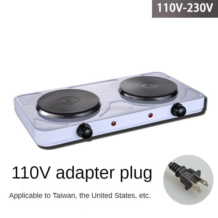 110/220V Electric Burner Hotplate Coffee Heating Stove 2 Pots Heater Induction Cooker Stove Furnace Adjustable Temperature 2000W