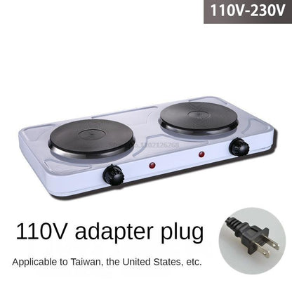 110/220V Electric Burner Hotplate Coffee Heating Stove 2 Pots Heater Induction Cooker Stove Furnace Adjustable Temperature 2000W