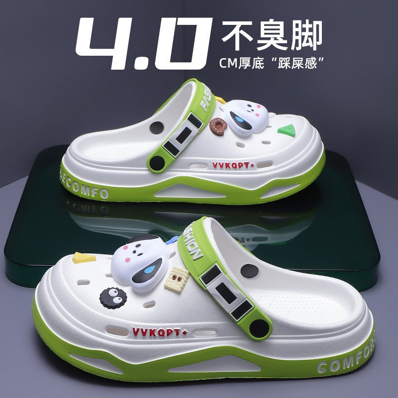 Summer Hole Shoes Men Wear Casual Fashion Non-slip Portable Sports Sandals Beach Step on Toe Breathable Slippers for Men Outdoor