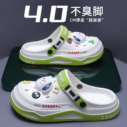 Summer Hole Shoes Men Wear Casual Fashion Non-slip Portable Sports Sandals Beach Step on Toe Breathable Slippers for Men Outdoor