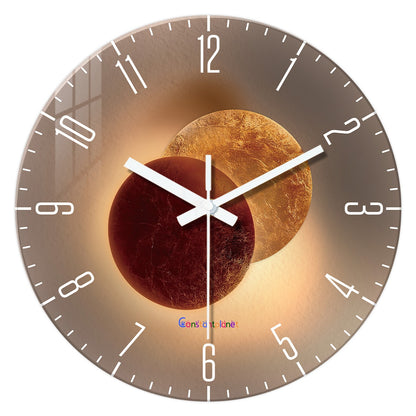 Light Luxury Shadow Pattern Tempered Glass Wall Clock for Living Room, Bedroom, Kitchen, Home Decoration, Silent Quartz Clock, Holiday Gift, 12 Inches, 14 Inches 16inch (Battery Not Included)