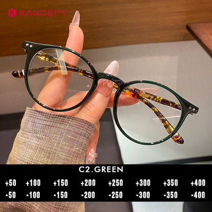 KANSEPT Retro Round Men and Women Optical Prescription Glasses Myopia Hyperopia Progressive Eyewear Eyepieces for Reading Lenses