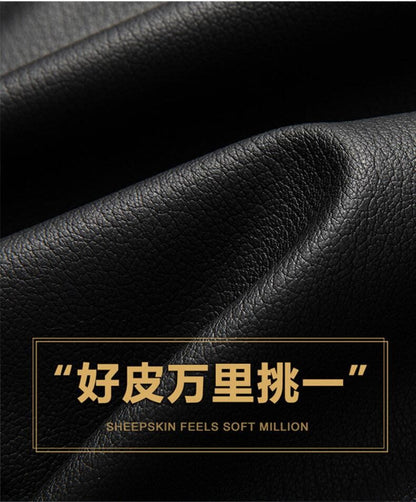 2025 Fall And Winter Models Men's Jacket Lapel Business Casual PU Leather Jacket Thin Thick Black Lake Blue
