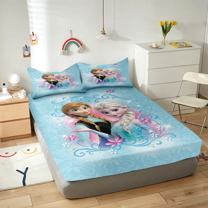 Frozen Fitted Sheet Children 100% Polyester Coverage Sheets Cartoon Cover Elastic Cute Digital Printing Bedding Teenager
