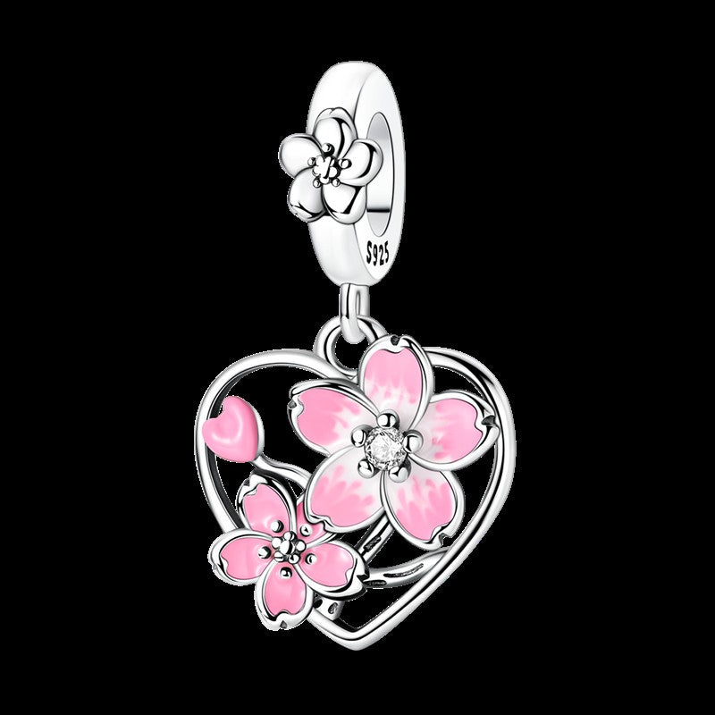 Pingente Charm Libélula Tema Primavera Prata Esterlina 925 Borboleta Flor Pendente Compatível com Bracelete Colar Joias DIY